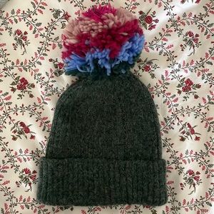 Anthropologie customizable ribbed pom pom hat